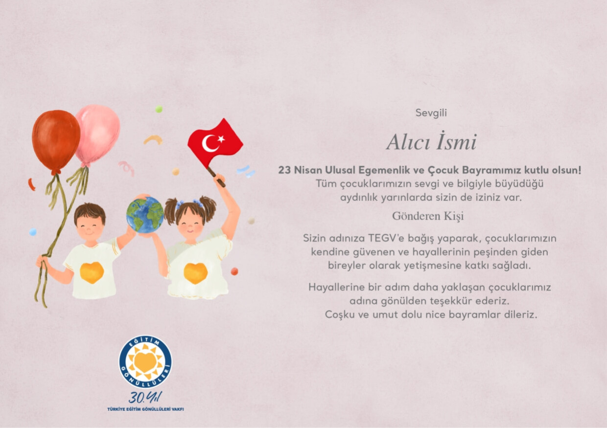 23 Nisan Bağış Sertifikası sertifika görseli.