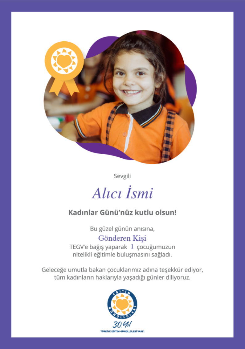 Dünya Kadınlar Günü sertifika görseli.