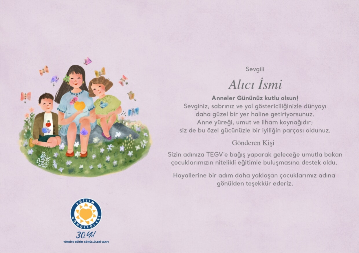 Anneler Günü Bağış Sertifikası sertifika görseli.