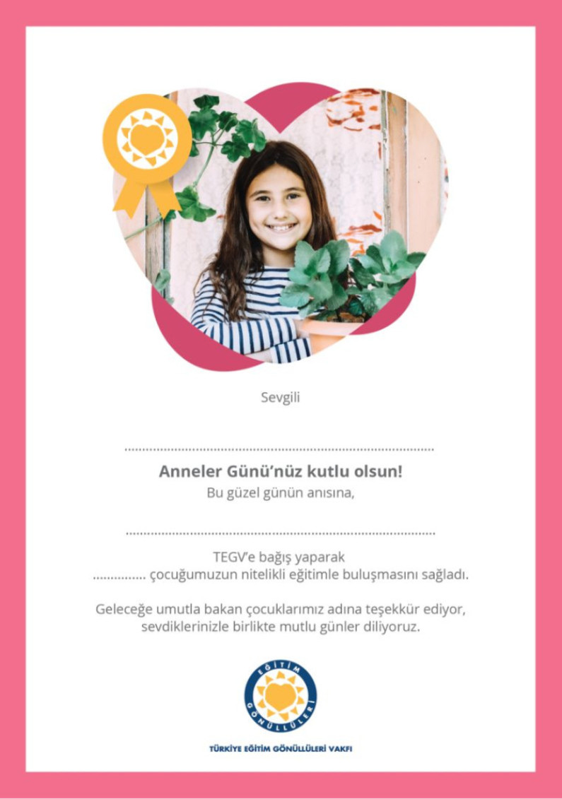 Anneler Günü sertifika görseli.