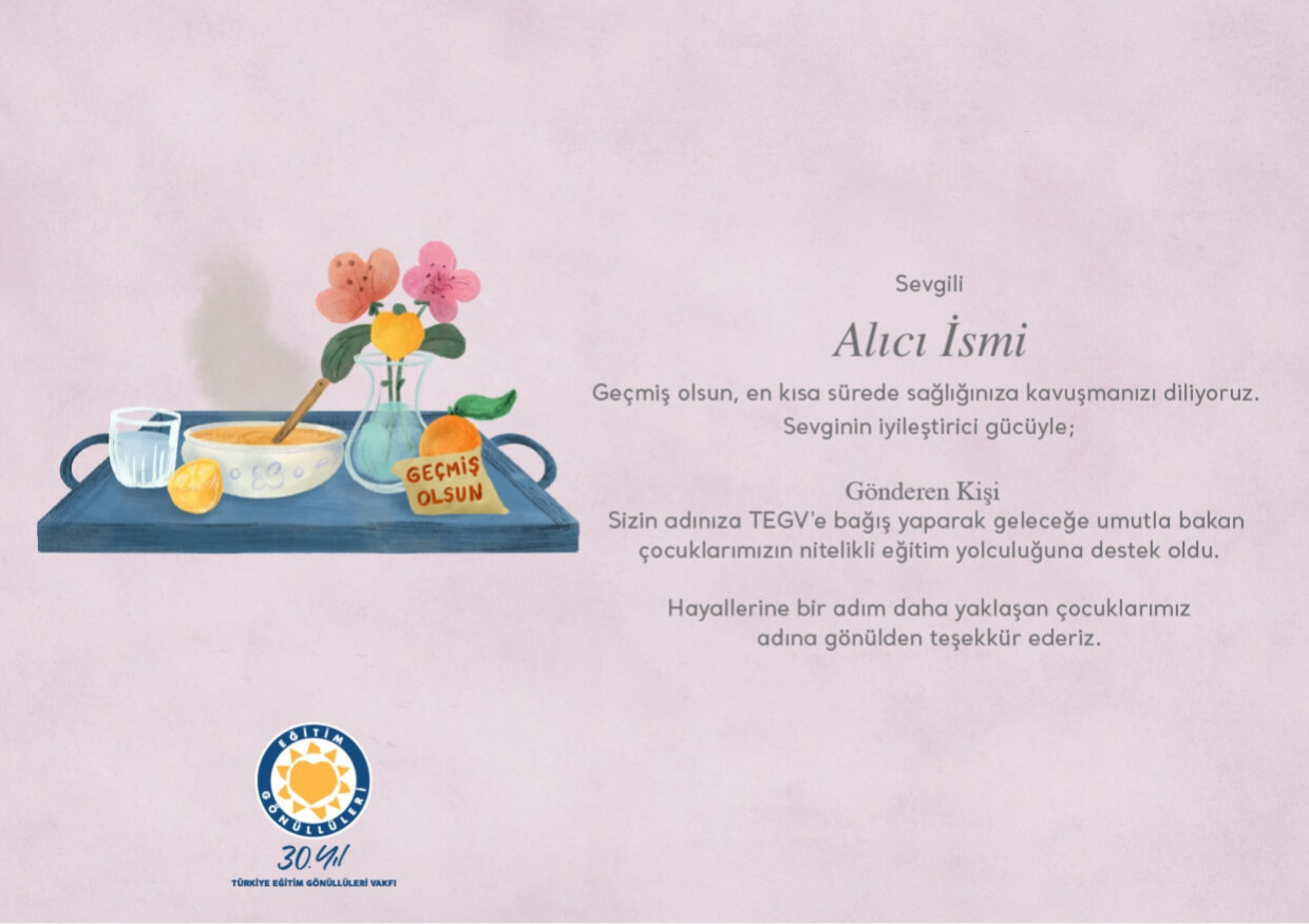 Geçmiş Olsun Bağış Sertifikası sertifika görseli.