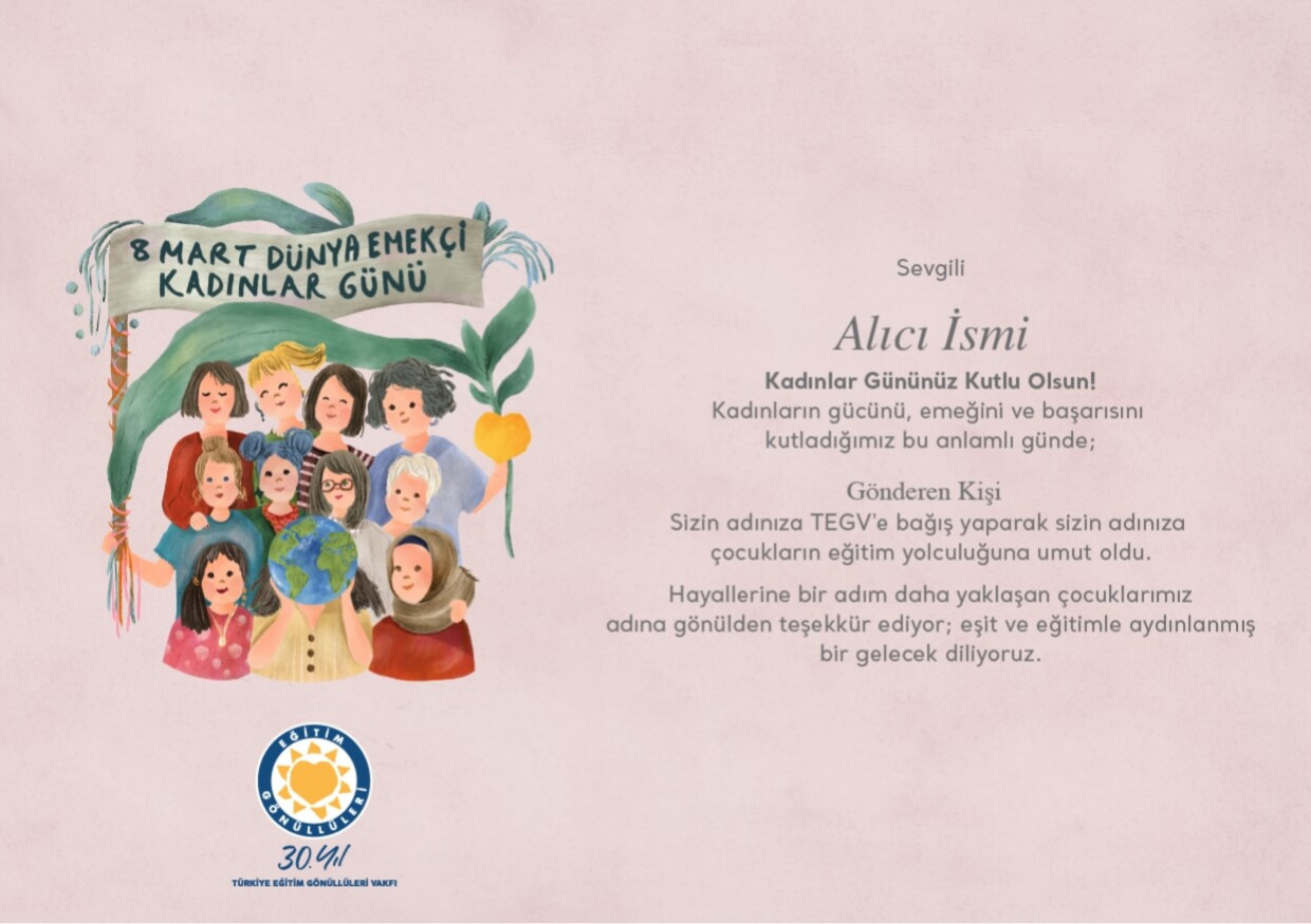 Dünya Kadınlar Günü Bağış Sertifikası sertifika görseli.