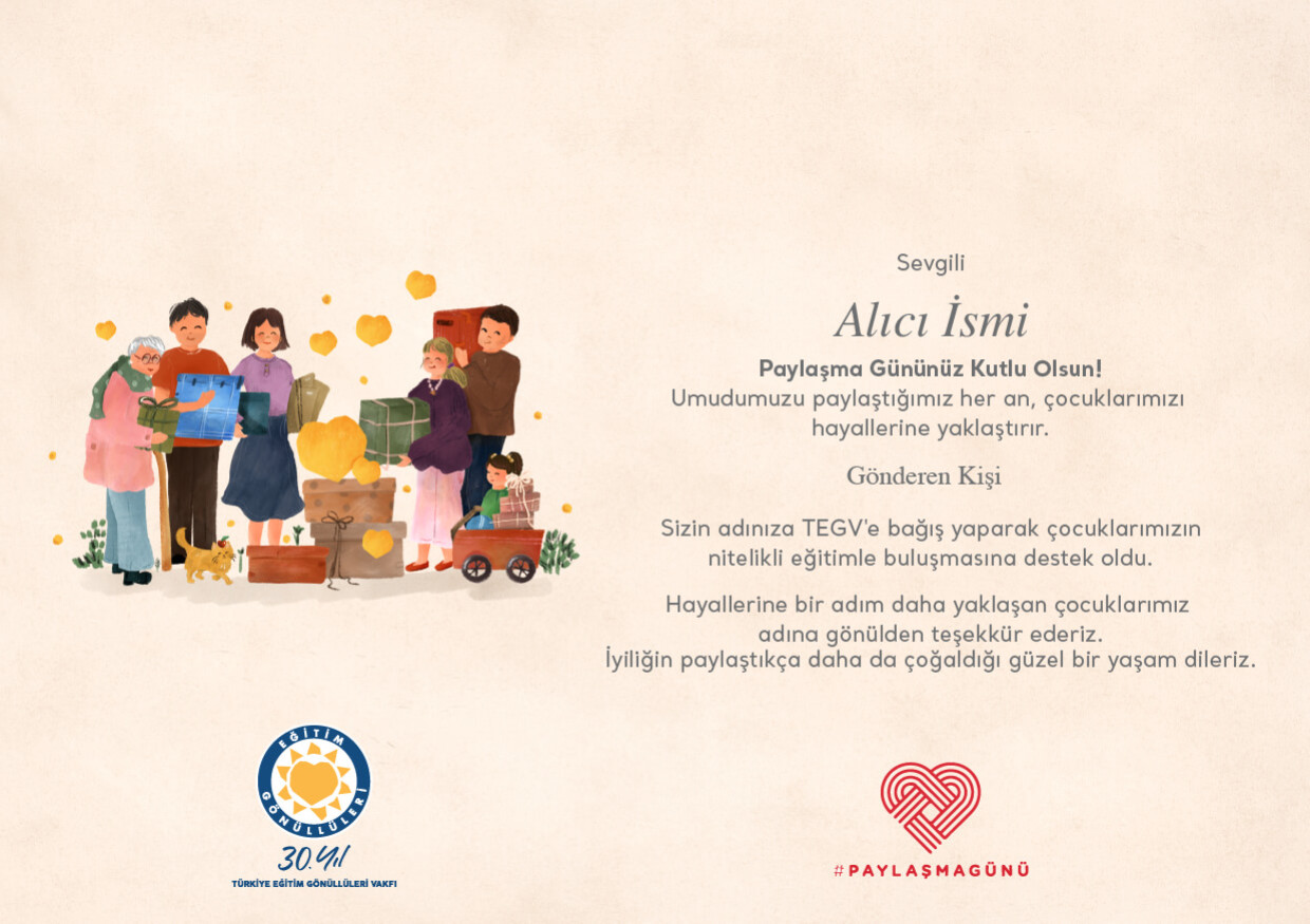 Paylaşma Günü Bağış Sertifikası sertifika görseli.