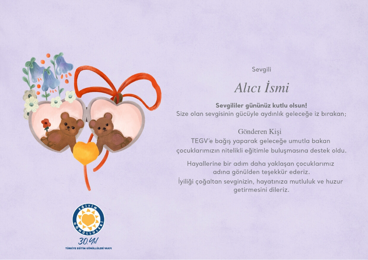 Sevgililer Günü Bağış Sertifikası sertifika görseli.