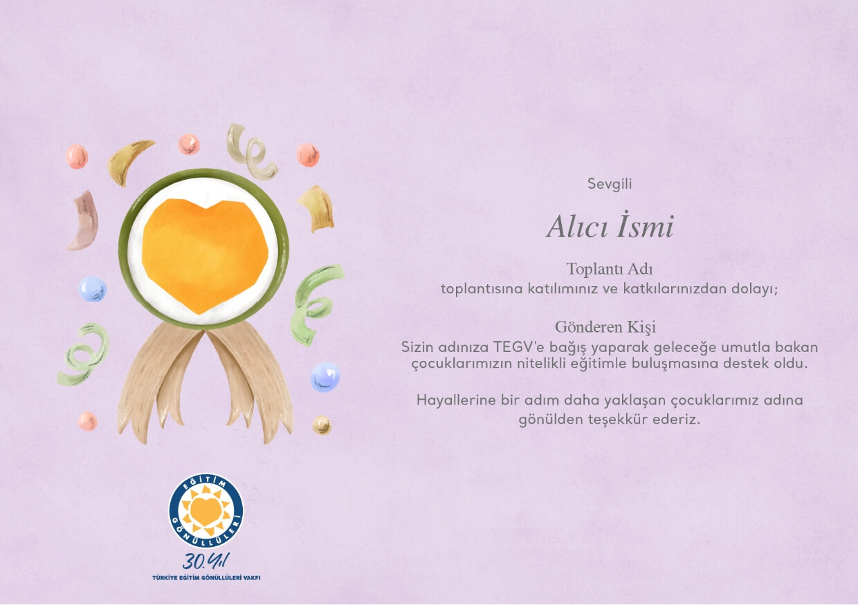 Toplantı Katılımı Bağış Sertifikası sertifika görseli.