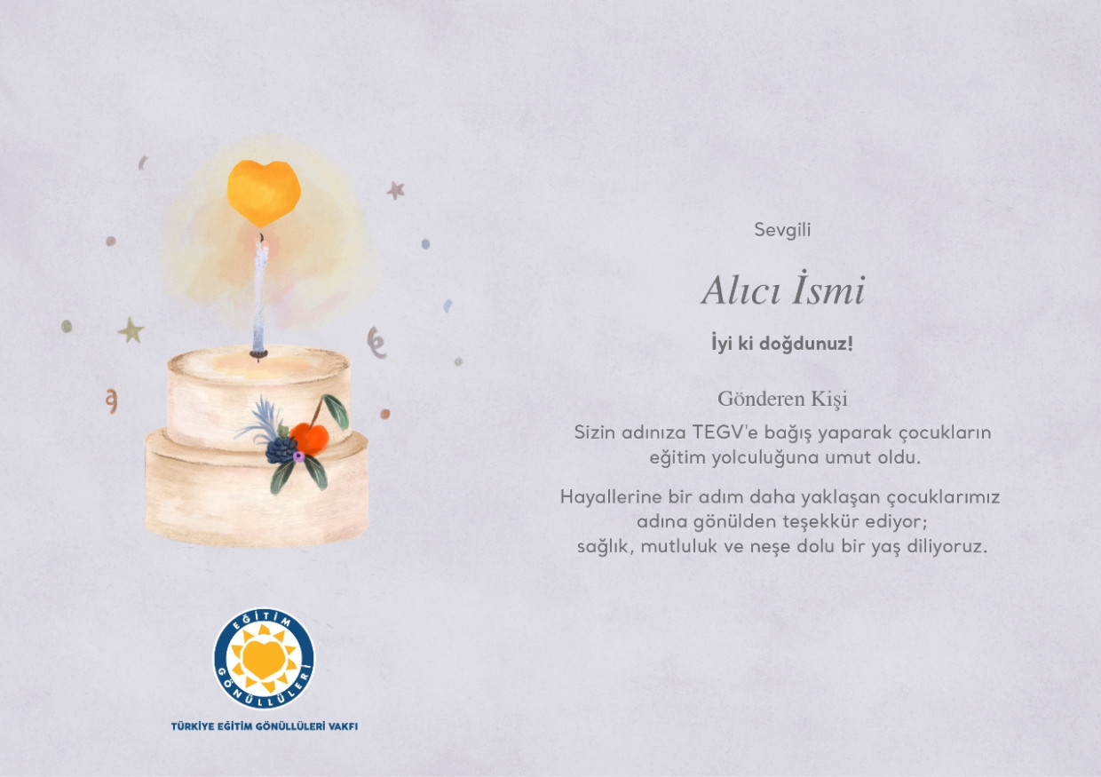 Doğum Günü Bağış Sertifikası sertifika görseli.