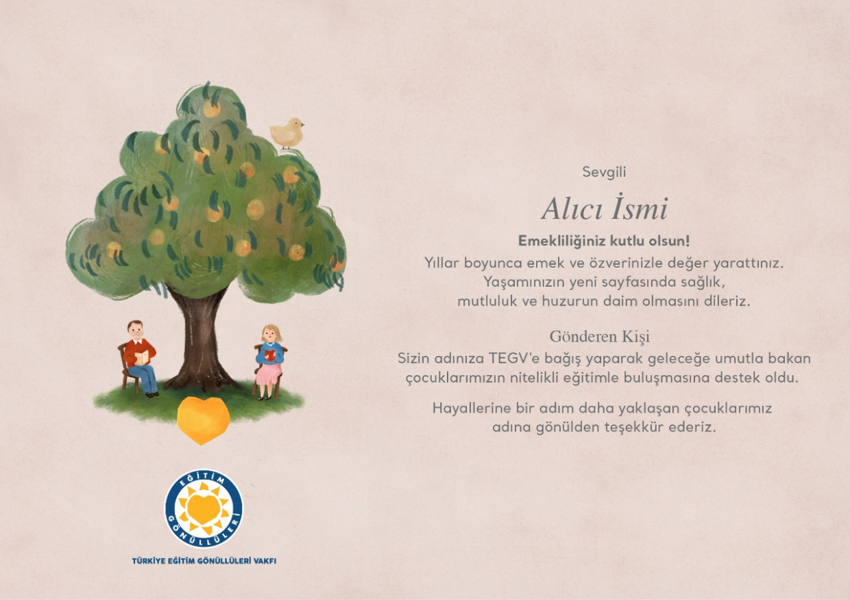 Emeklilik Tebriği Bağış Sertifikası sertifika görseli.