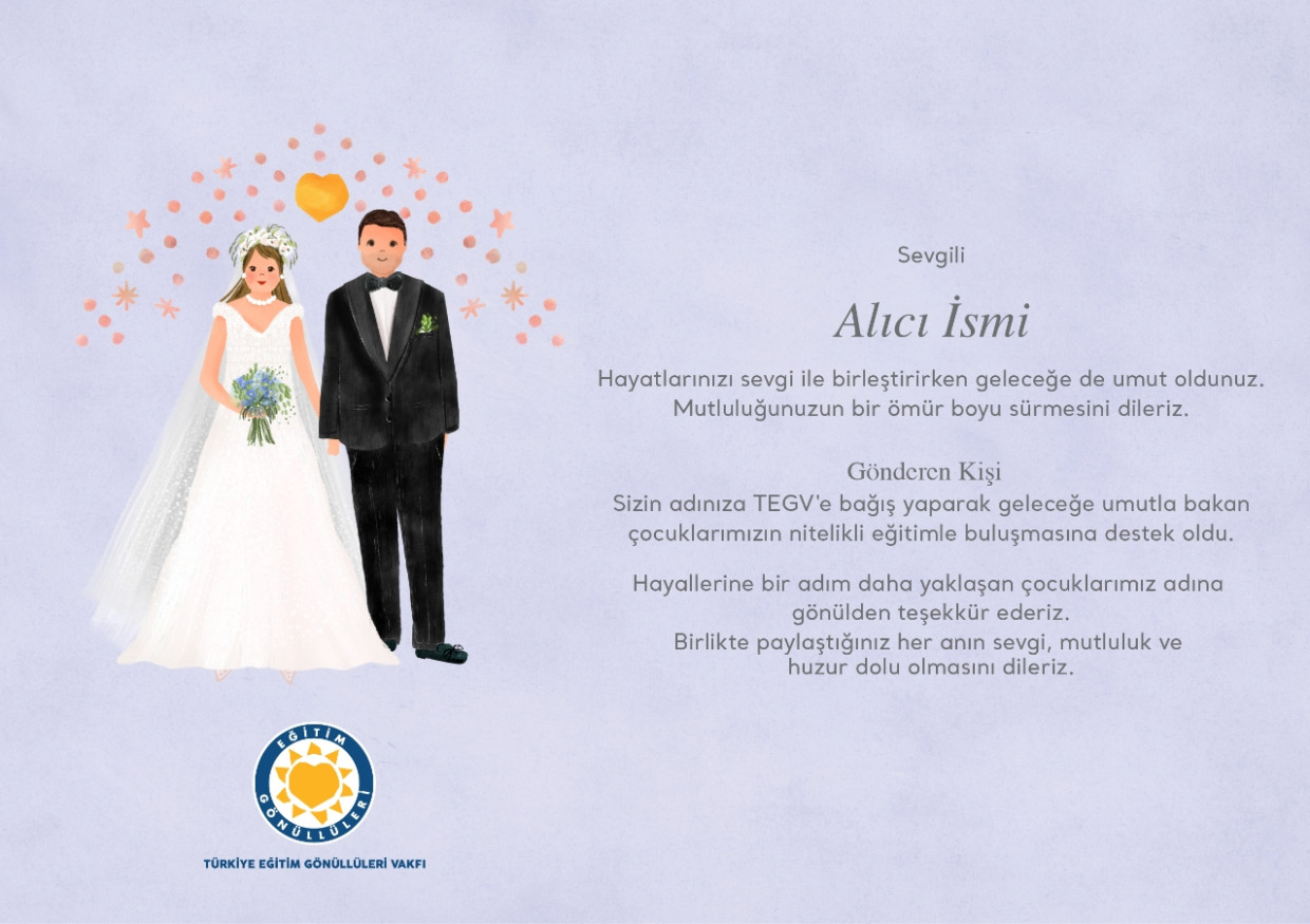 Nikah Tebriği Bağış Sertifikası sertifika görseli.