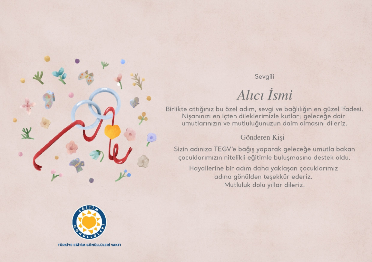 Nişan Tebriği Bağış Sertifikası sertifika görseli.