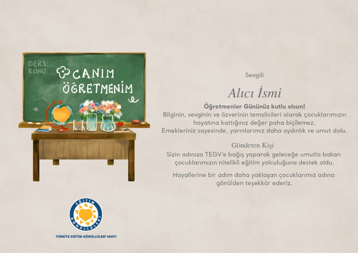 Öğretmenler Günü Bağış Sertifikası sertifika görseli.