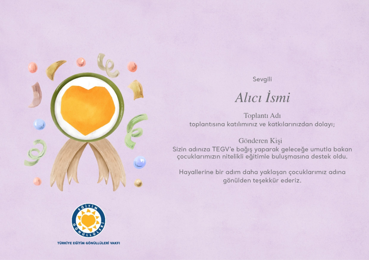 Toplantı Katılımı Bağış Sertifikası sertifika görseli.