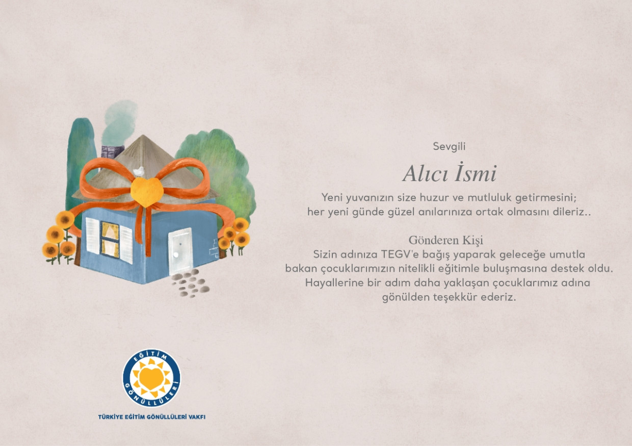 Yeni Ev Hediyesi Bağış Sertifikası sertifika görseli.