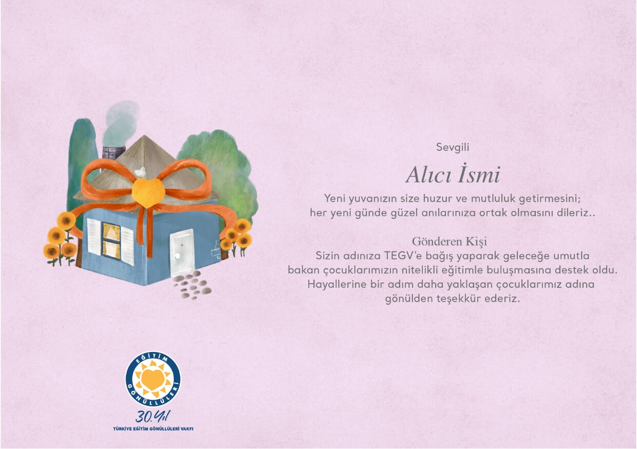 Yeni Ev Hediyesi Bağış Sertifikası sertifika görseli.