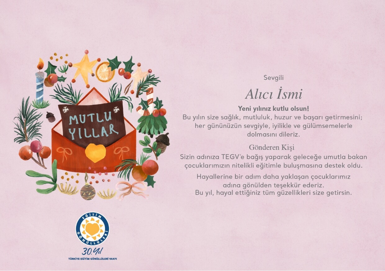 Yeni Yıl Kutlama Bağış Sertifikası sertifika görseli.